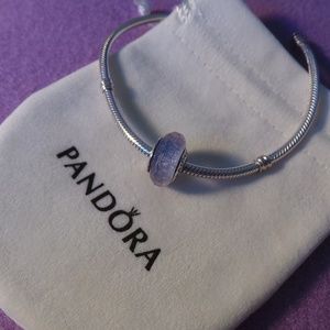 1 Pandora Purple Shimmer Murano Glass Charm 791651